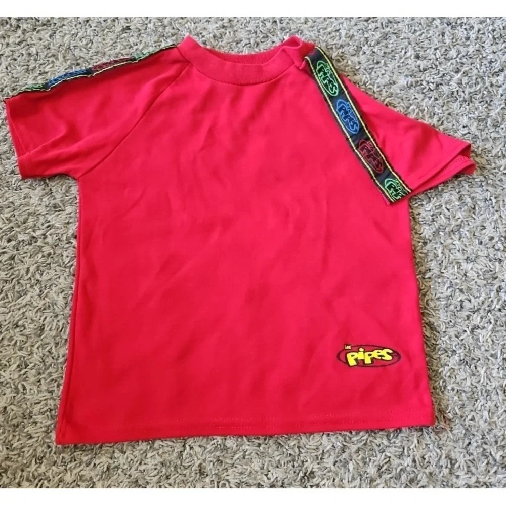 Vintage Lee Pipes Shirt Boys Size 4T Crew Neck Y2K Red Short Sleeve kids clothin